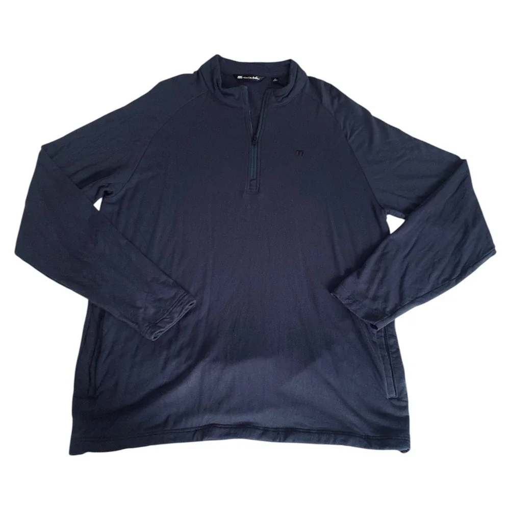 Travis Mathew Cloud Quarter Zip 2.0 Men XL Navy Blue Fleece Pullover Golf Sporty